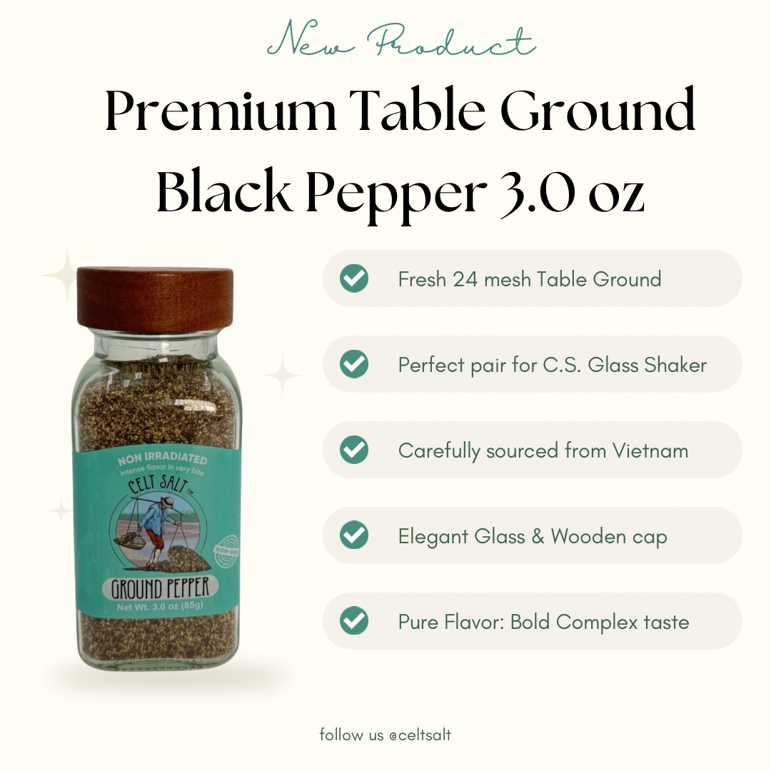 Premium Table Grind Black Pepper | 3.0 oz Glass Shaker with Wooden Cap