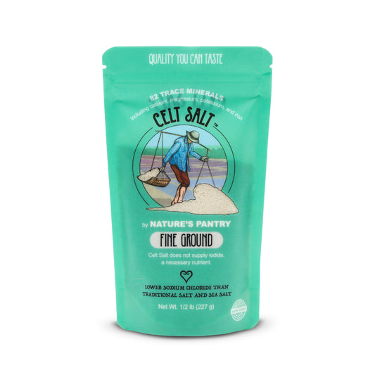 Celtic Salt- Fine Ground  Resealable Bag, Organic, 82 minerals, Celt Salt By Nature's Pantry (available in 1/2 lb and 1 lb)