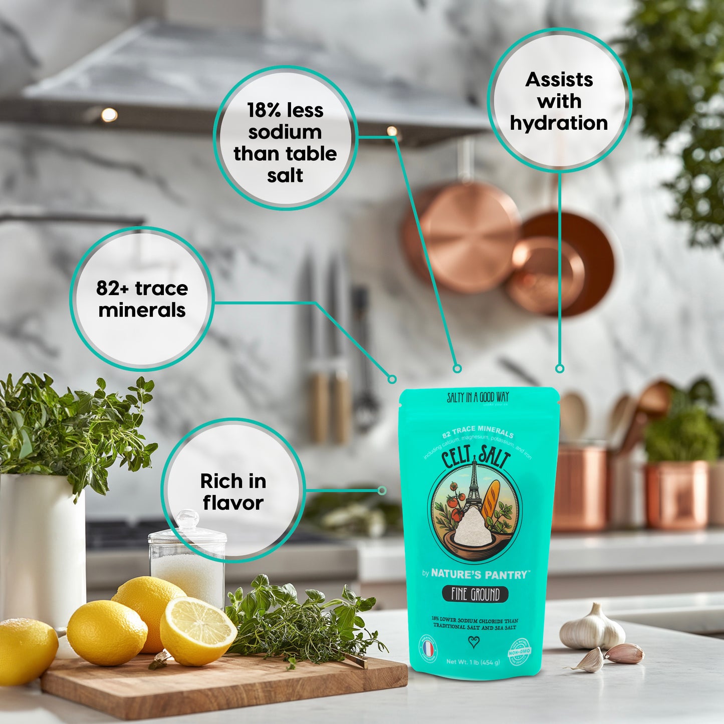 Celtic Salt- 8 oz Shaker of Fine Ground, organic, 82 minerals, Celt Salt by Nature's Pantry