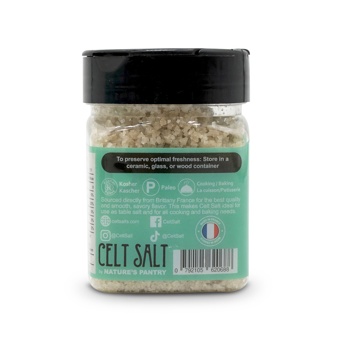 Celtic Sea Salt- 8 oz Shaker of Coarse Light Grey, organic, 82 minerals, Celt Salt By Nature's Pantry