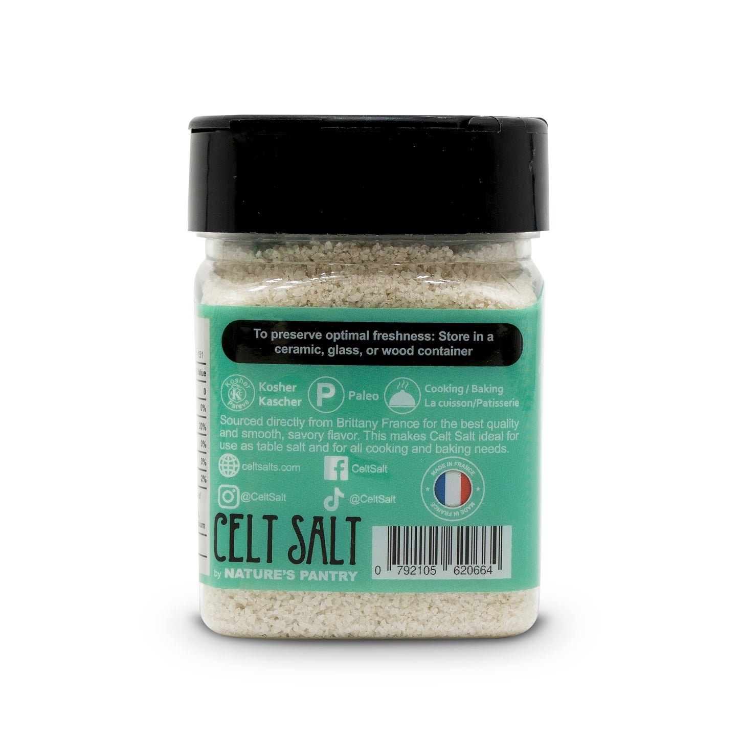 Celtic Sea Salt- 8 oz Shaker of Fine Ground, organic, 82 minerals, Celt Salt by Nature's Pantry