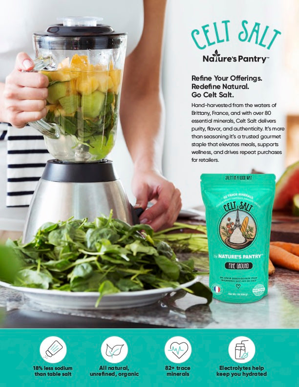 Celtic Salt- Fine Ground  Resealable Bag, Organic, 82 minerals, Celt Salt By Nature's Pantry (available in 1/2 lb and 1 lb)