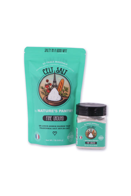 Celtic Salt- Fine Ground- 1/2 lb (8oz) Resealable Bag + 8 oz Shaker