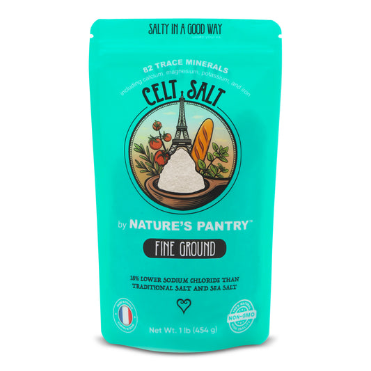 Celtic Salt- Fine Ground  Resealable Bag, Organic, 82 minerals, Celt Salt By Nature's Pantry (available in 1/2 lb and 1 lb)
