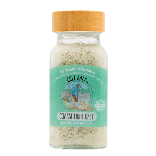 Celtic Sea Salt- Coarse Light Grey 5.5 oz Glass Shaker, organic, 82 minerals, Celt Salt By Nature's Pantry